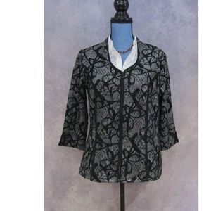 Libra Canada Black Jacquard Zip Blazer Jacket